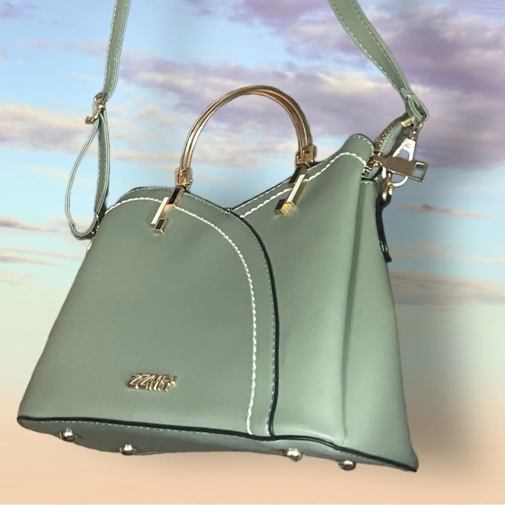 Spring Green Gold Geometric Satchel Medium Bag Crossbody